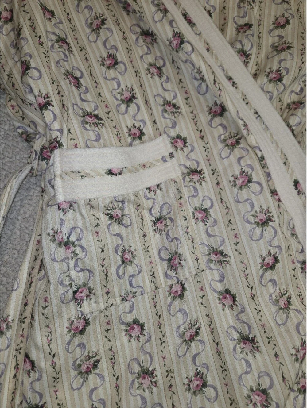 Cachet Vtg Dressing Gown NWT Floral Terry Inside Cosy Sz L Cottage Feminine
